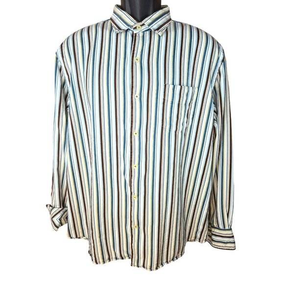 Tommy Bahama Mens Silk Shirt XL Striped Button-Down - Picture 1 of 7